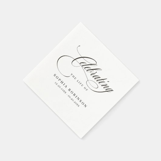 Viering van het leven Modern Elegant Script Funera Servet (Hoek)