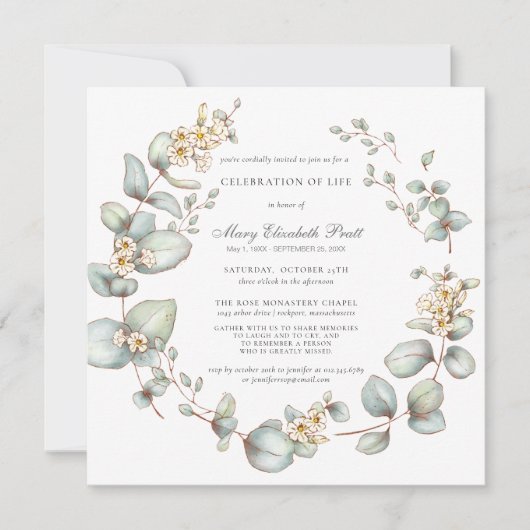 Viering van het leven Moderne botanische witte flo Kaart (Voorkant)