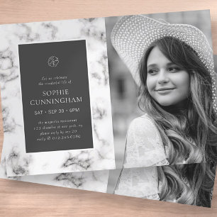 Viering van het Leven Moderne Elegante Marmeren Fo Kaart