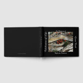 Viering van het leven, naam, rode bloemen en hout, gastenboek (Volledig)