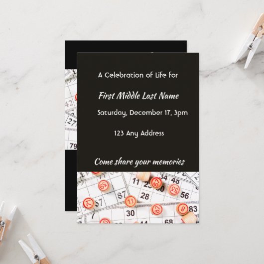 Viering van het leven Nodig Photo Bingo Game uit Kaart (Voorkant / Achterkant in situ)