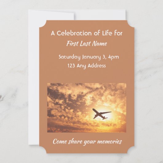 Viering van het leven Nodig Vliegtuigpiloot Kaart (Achterkant)