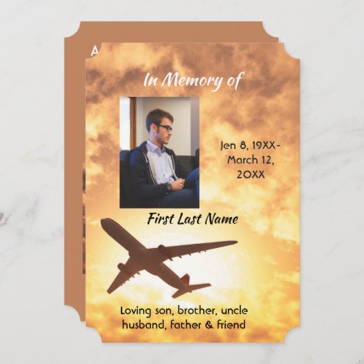 Viering van het leven Nodig Vliegtuigpiloot Kaart (Voorkant / Achterkant)