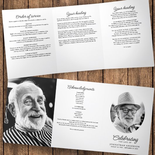 Viering van het leven Overlijdensdienst Order begr Drieluik Programma