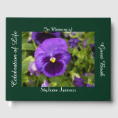 Viering van het leven Paarse Bloem Pansy Floral Gastenboek (Voorkant)