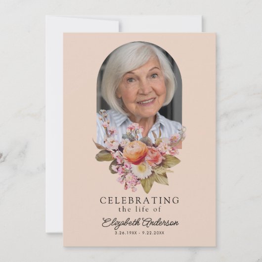 Viering van het leven Roze Rozen & pioenen Bloemen Kaart (Voorkant)