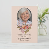 Viering van het leven Roze Rozen & pioenen Bloemen Kaart (Staand voorkant)