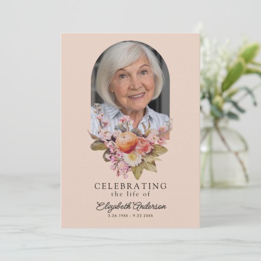 Viering van het leven Roze Rozen & pioenen Bloemen Kaart (Staand voorkant)