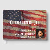 Viering van het leven Rustic American Flag Memoria Gastenboek (Voorkant)