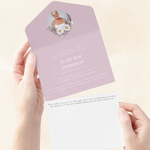 Viering van het leven stijlvolle elegante foto all in one uitnodiging