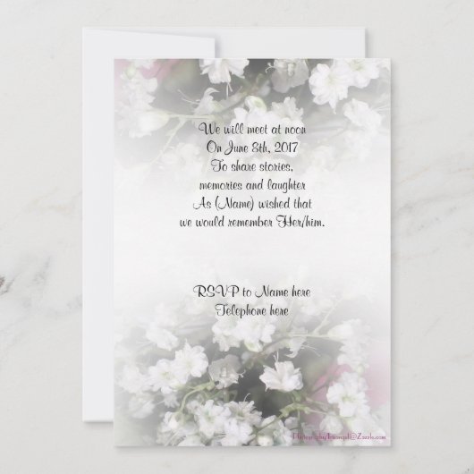 Viering van het leven Uitnodiging baby's adem (Achterkant)