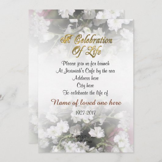 Viering van het leven Uitnodiging baby's adem (Voorkant / Achterkant)