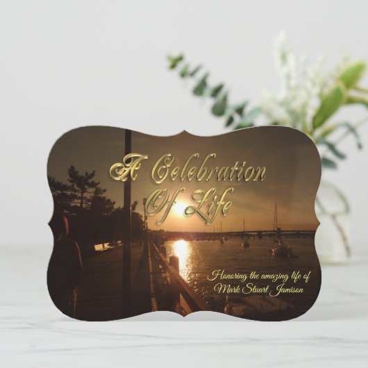 Viering van het leven uitnodiging boten in de have (Staand voorkant)