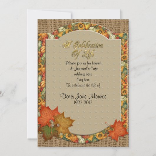 Viering van het leven Uitnodiging Herfst thema (Voorkant)