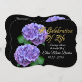 Viering van het leven Uitnodiging hortensia bloeme (Voorkant / Achterkant)