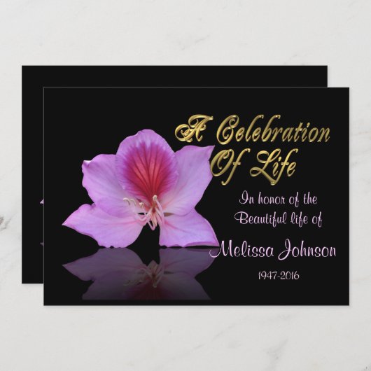 Viering van het leven Uitnodiging lavendelorchidee (Voorkant / Achterkant)