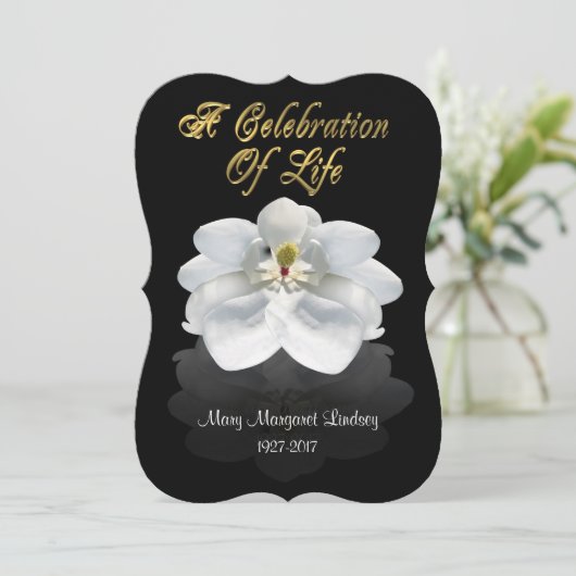 Viering van het leven Uitnodiging magnolia (Staand voorkant)