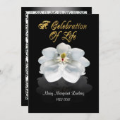 Viering van het leven Uitnodiging magnolia (Voorkant / Achterkant)