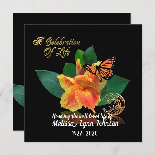 Viering van het leven Uitnodiging Monarch vlinder (Voorkant / Achterkant)