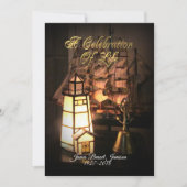 Viering van het leven Uitnodiging schip en vuurtor (Voorkant)