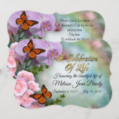 Viering van het leven Uitnodiging vlinders orchide (Voorkant / Achterkant)