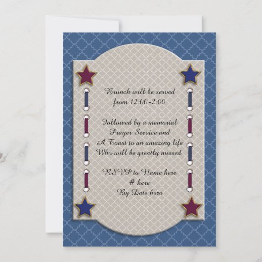 Viering van het leven uitnodiging voor patriottisc (Achterkant)