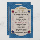 Viering van het leven uitnodiging voor patriottisc (Voorkant / Achterkant)