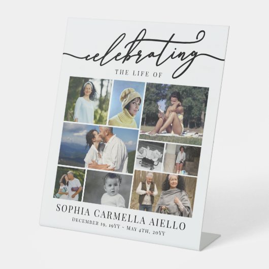 Viering van het leven van 9 Fotocollage Reclamebord Met Voetstuk (Voorkant)