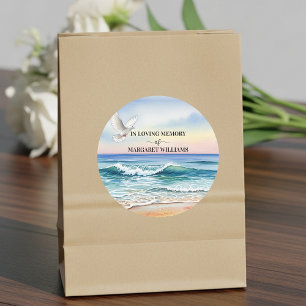 Viering Van Het Leven Witte Duif Op Het Strand Ronde Sticker