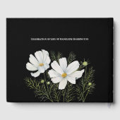 Viering van het leven Witte Kosmos Bloemen Schilde Gastenboek (Achterkant)