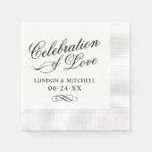 Viering van het Love Black Wedding Monogram Servetten (Voorkant)