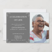 Viering van Leven Elegant Funeral Custom Photo Kaart (Voorkant)