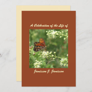 Viering van Levensuitnodiging, Oranje Vlinder Kaart