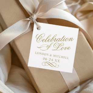 Viering van liefde gouden kalligrafie monogram bedankjes labels