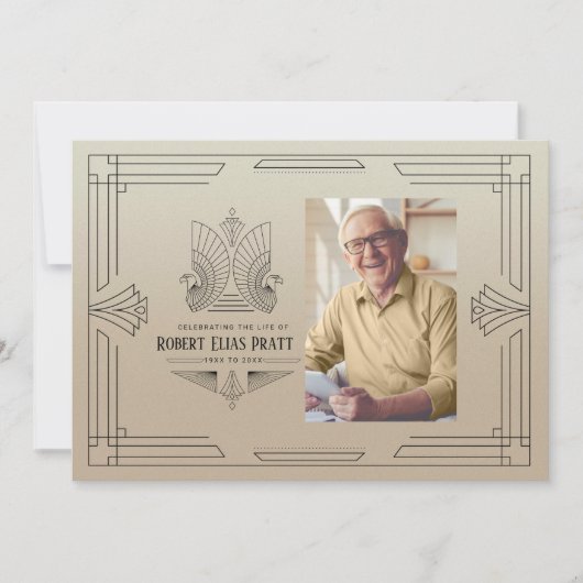 Viering van Life Art Deco Eagle Foto Masculine Kaart (Voorkant)