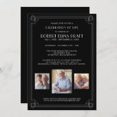 Viering van Life Black White 3 Fotouitnodiging Kaart (Voorkant / Achterkant)