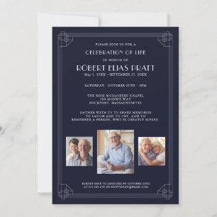 Viering van Life Dark Blue 3 Foto Invita Kaart