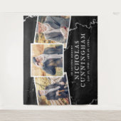 Viering van Life Dark Marble Stone Three Photo Wandkleed (Voorkant)