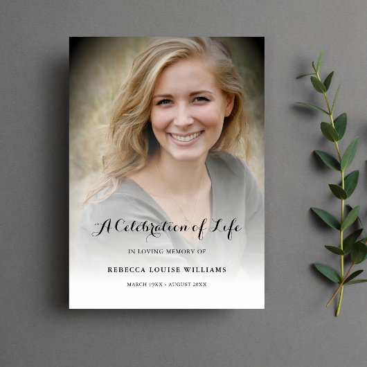 Viering van Life Foto Begrafenisprogramma Programma