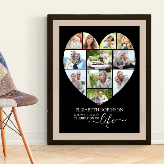 Viering van Life Heart Shaped 11 Foto Collage Poster