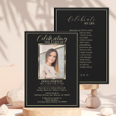 Viering van Life Memorial Black Foto & Poem Kaart