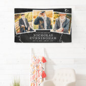 Viering van Life Modern Dark Stone Three Photo Spandoek (Insitu)