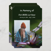 Viering van Life Service Dragonfly Lotus Flower Kaart (Voorkant / Achterkant)