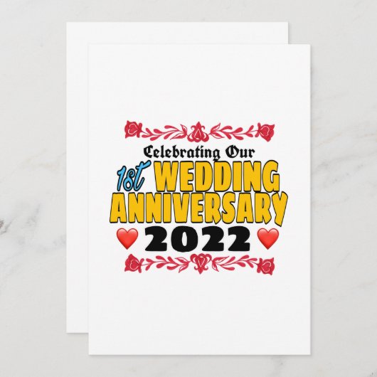 Viering van onze eerste trouwdag 2022 kaart (Voorkant / Achterkant)