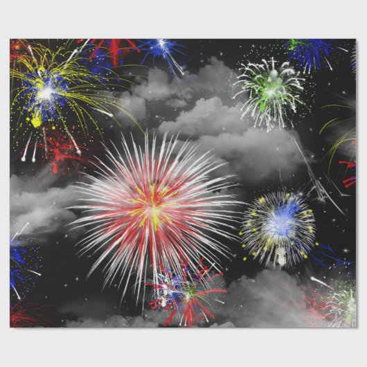 viering van vuurwerk en wolken cadeaupapier (Vlak)