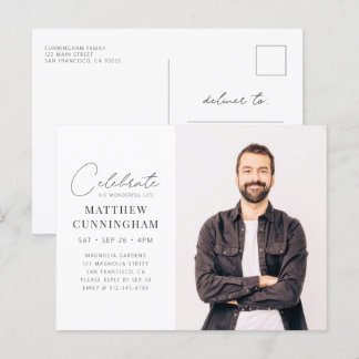 Viering van zijn prachtige leven Moderne Eenvoudig Uitnodiging Briefkaart