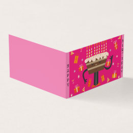 Viering verjaardag muffin - Roze Kaart