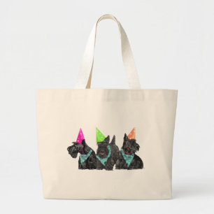 Vieringen Scotties in Feesthoeden Grote Tote Bag