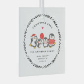 Vierjarige kerstpinguïn glas ornament (Voorkant Rechts)
