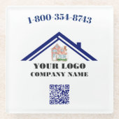 Vierkant aangepaste QR-code voor aangepaste Logo Glazen Onderzetter (Voorkant)